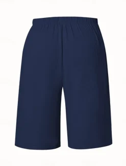 Sale Women's Chinos Bermuda shorts Vacation Fashion Basic Knee Length High Waist Plain Pocket Elastic Waistband Comfy Soft Comfortable Micro-elastic Outdoor Street Army Green Navy Black White Summer Spring Women Shorts