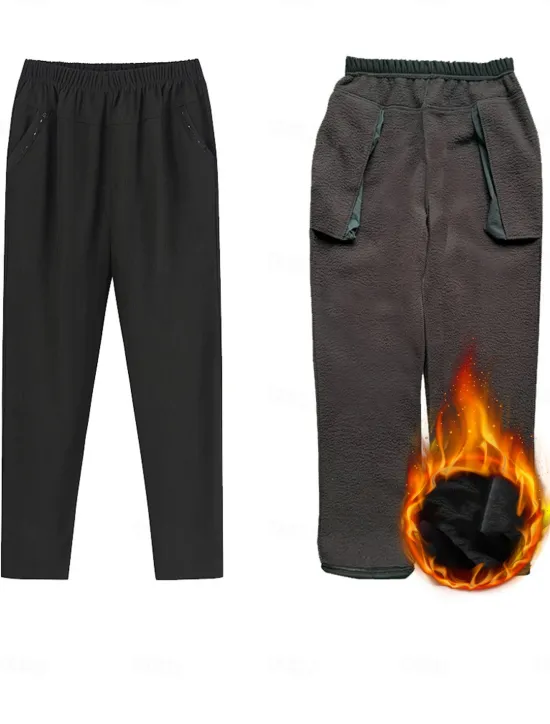Discount Women's Chinos Down Pants Pants Trousers Fashion Streetwear Casual Daily Full Length High Waist Solid Color Pocket Elastic Waist Thermal Warm Comfort Breathability Micro-elastic Vacation Street Daily Women Leggings