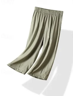 Sale Women's Chinos Fashion Basic Full Length Medium Waist Plain Pocket Comfort Outdoor Inelastic Vacation Street Daily Earth Yellow Violet White Army Green Summer Spring Loose Fit Women Pants|Pants