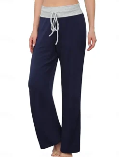 Best Women's Chinos Fashion Streetwear Full Length High Waist Plain Pocket Elastic Waistband Comfy Soft Comfortable Micro-elastic Outdoor Street Black Navy Blue Spring & Fall Regular Fit Women Pants