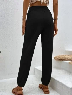 Clearance Women's Chinos Fashion Streetwear Full Length High Waist Plain Pocket Comfy Soft Comfortable Micro-elastic Outdoor Street Black Blue Khaki Army Green Spring & Fall Regular Fit Women Pants