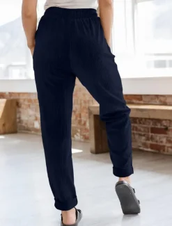 Women's Chinos Fashion Streetwear Full Length High Waist Plain Pocket Elastic Waistband Comfy Soft Comfortable Micro-elastic Outdoor Street Black Navy Blue Khaki Spring & Fall Regular Fit Women Pants