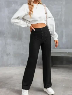 Best Women's Chinos Fashion Streetwear Full Length High Waist Plain Patchwork Pocket Comfort Outdoor Micro-elastic Vacation Street Daily Robin's Egg Blue Grey Black White Summer Spring Fall Regular Fit Women Pants
