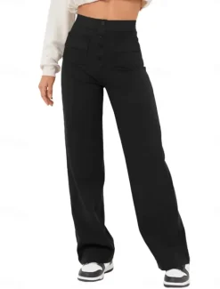 Best Women's Chinos Fashion Streetwear Full Length High Waist Plain Patchwork Pocket Comfort Outdoor Micro-elastic Vacation Street Daily Robin's Egg Blue Grey Black White Summer Spring Fall Regular Fit Women Pants