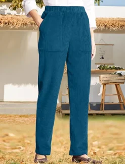 Best Women's Chinos Pants Trousers Full Length Corduroy Pocket High Cut High Waist Streetwear Casual Outdoor Street Black White S M Winter Autumn / Fall Women Pants