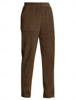 Best Women's Chinos Pants Trousers Full Length Corduroy Pocket High Cut High Waist Streetwear Casual Outdoor Street Black White S M Winter Autumn / Fall Women Pants