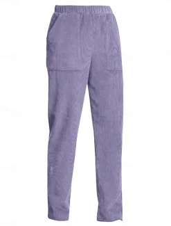 Best Women's Chinos Pants Trousers Full Length Corduroy Pocket High Cut High Waist Streetwear Casual Outdoor Street Black White S M Winter Autumn / Fall Women Pants