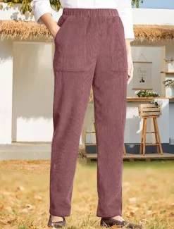 Best Women's Chinos Pants Trousers Full Length Corduroy Pocket High Cut High Waist Streetwear Casual Outdoor Street Black White S M Winter Autumn / Fall Women Pants