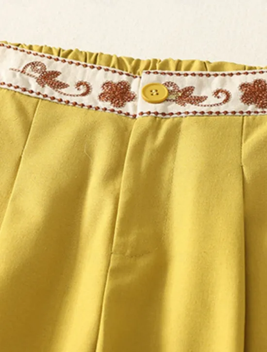 Outlet Women's Chinos Pants Trousers Vacation Vintage Fashion Full Length High Waist Floral Drawstring Embroidered Pocket Comfort Outdoor Stretchy Vacation Street Daily White Yellow Navy Blue Coffee Summer Women Pants|Pants