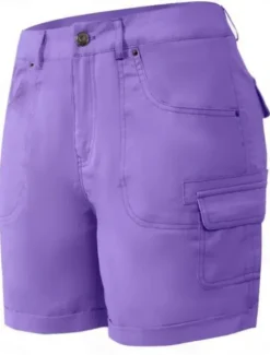 New Women's Chinos Shorts Basic Casual Short Medium Waist Plain Pocket Comfort Outdoor Micro-elastic Vacation Street Daily Black Purple Green Khaki Summer Regular Fit Women Shorts|Pants