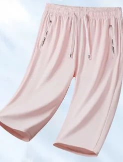 Sale Women's Chinos Shorts Basic Casual Knee Length High Waist Solid Color Pocket Elastic Waistband Comfy Soft Comfortable Micro-elastic Outdoor Street Black Pink Purple Gray Summer Regular Fit Women Shorts|Pants