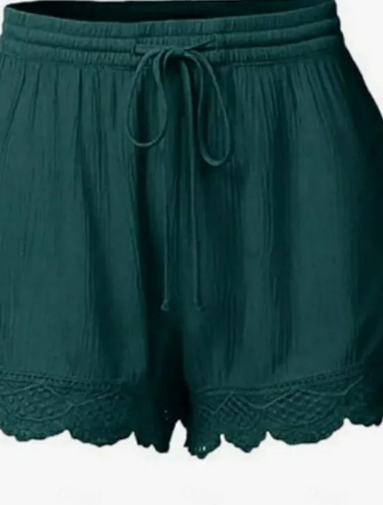 Online Women's Chinos Shorts Basic Casual Short High Waist Plain Elastic Drawstring Design High Cut Breathability Soft Micro-elastic Casual Daily Weekend Wine Lake Blue Black White Summer Spring Regular Fit Women Shorts
