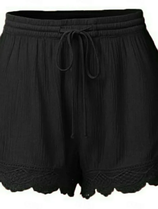 Online Women's Chinos Shorts Basic Casual Short High Waist Plain Elastic Drawstring Design High Cut Breathability Soft Micro-elastic Casual Daily Weekend Wine Lake Blue Black White Summer Spring Regular Fit Women Shorts