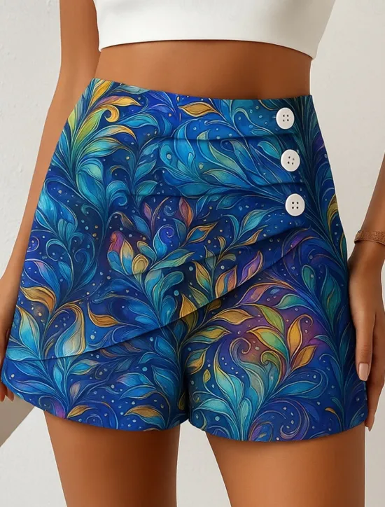 Outlet Women's Chinos Shorts Elegant Vacation Vintage Short High Waist Graphic Butterfly Abstract Layered Quick Dry Comfortable Breathable Micro-elastic Outdoor Street Daily Blue Green Beige Summer Spring Women Shorts