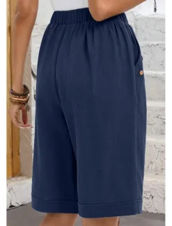 Hot Women's Chinos Shorts Fashion Basic Casual Short High Waist Plain Pocket Drawstring Comfort Outdoor Micro-elastic Vacation Street Daily Grey Yellow Navy Blue Sky Blue Summer Spring Loose Fit Women Shorts|Pants