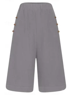 Hot Women's Chinos Shorts Fashion Basic Casual Short High Waist Plain Pocket Drawstring Comfort Outdoor Micro-elastic Vacation Street Daily Grey Yellow Navy Blue Sky Blue Summer Spring Loose Fit Women Shorts|Pants
