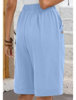 Hot Women's Chinos Shorts Fashion Basic Casual Short High Waist Plain Pocket Drawstring Comfort Outdoor Micro-elastic Vacation Street Daily Grey Yellow Navy Blue Sky Blue Summer Spring Loose Fit Women Shorts|Pants