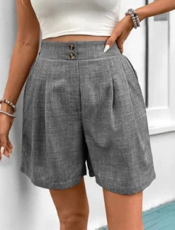 Hot Women's Chinos Shorts Fashion Streetwear Short High Waist Plain Pocket Comfy Soft Comfortable Micro-elastic Outdoor Street Dark-Gray Apricot Summer Regular Fit Women Shorts