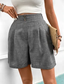 Hot Women's Chinos Shorts Fashion Streetwear Short High Waist Plain Pocket Comfy Soft Comfortable Micro-elastic Outdoor Street Dark-Gray Apricot Summer Regular Fit Women Shorts