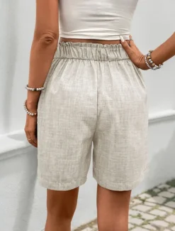Hot Women's Chinos Shorts Fashion Streetwear Short High Waist Plain Pocket Comfy Soft Comfortable Micro-elastic Outdoor Street Dark-Gray Apricot Summer Regular Fit Women Shorts