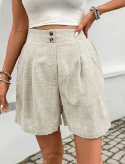 Hot Women's Chinos Shorts Fashion Streetwear Short High Waist Plain Pocket Comfy Soft Comfortable Micro-elastic Outdoor Street Dark-Gray Apricot Summer Regular Fit Women Shorts