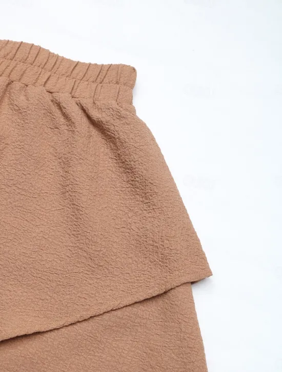 Best Women's Chinos Shorts Fashion Streetwear Short High Waist Plain Ruffle Elastic Waistband Comfy Soft Comfortable Micro-elastic Outdoor Street Summer Regular Fit Women Shorts