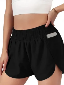 Women's Chinos Shorts Fashion Streetwear Short High Waist Plain Pocket Elastic Waistband Comfy Soft Comfortable Micro-elastic Outdoor Street Black Wine Purple Green Summer Regular Fit Women Shorts
