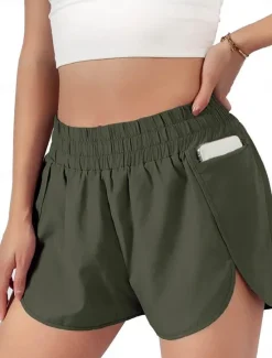 Women's Chinos Shorts Fashion Streetwear Short High Waist Plain Pocket Elastic Waistband Comfy Soft Comfortable Micro-elastic Outdoor Street Black Wine Purple Green Summer Regular Fit Women Shorts