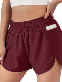 Women's Chinos Shorts Fashion Streetwear Short High Waist Plain Pocket Elastic Waistband Comfy Soft Comfortable Micro-elastic Outdoor Street Black Wine Purple Green Summer Regular Fit Women Shorts