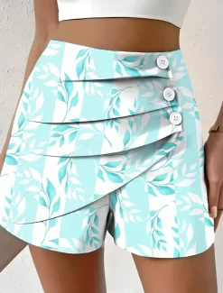 Sale Women's Chinos Shorts Vacation Vintage Ethnic Style Short Medium Waist Pleated Vacation Street Daily Pinky Amethyst Robin's Egg Blue Green Summer Spring Regular Fit Women Shorts