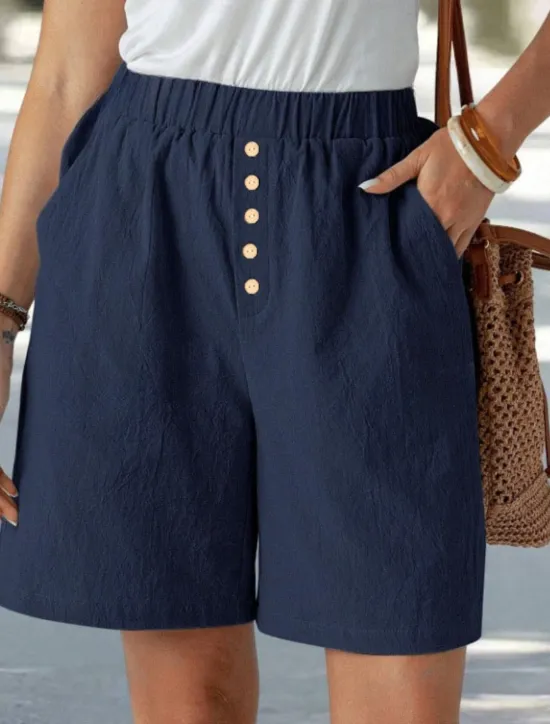 Sale Women's Chinos Shorts Vacation Fashion Basic Short High Waist Plain Pocket Drawstring Comfort Outdoor Micro-elastic Vacation Street Daily Navy-blue Black Summer Spring Loose Fit Women Shorts|Pants