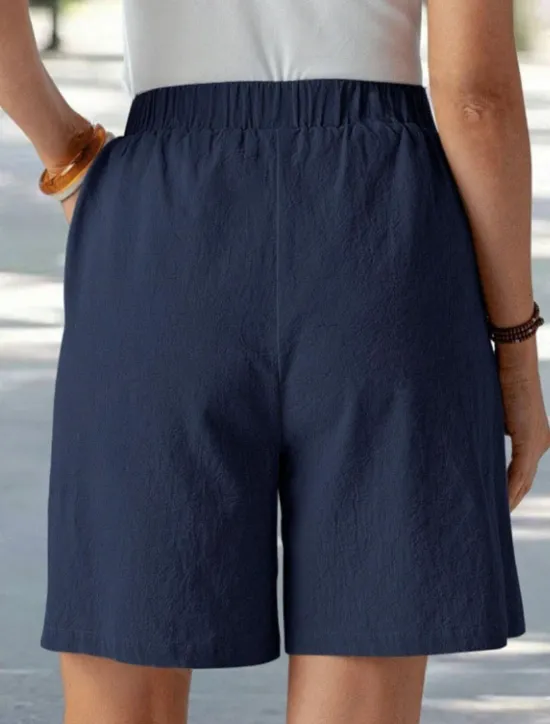 Sale Women's Chinos Shorts Vacation Fashion Basic Short High Waist Plain Pocket Drawstring Comfort Outdoor Micro-elastic Vacation Street Daily Navy-blue Black Summer Spring Loose Fit Women Shorts|Pants
