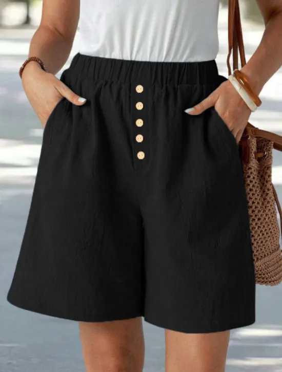 Sale Women's Chinos Shorts Vacation Fashion Basic Short High Waist Plain Pocket Drawstring Comfort Outdoor Micro-elastic Vacation Street Daily Navy-blue Black Summer Spring Loose Fit Women Shorts|Pants