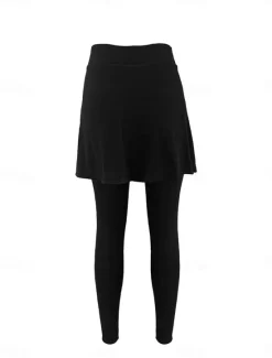 Outlet Women's Chinos Skort Casual / Sporty Full Length High Waist Plain High Cut Comfy Soft Comfortable Micro-elastic Gym Black Wine Khaki Gray Spring & Fall Regular Fit Women Leggings