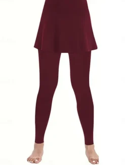 Outlet Women's Chinos Skort Casual / Sporty Full Length High Waist Plain High Cut Comfy Soft Comfortable Micro-elastic Gym Black Wine Khaki Gray Spring & Fall Regular Fit Women Leggings