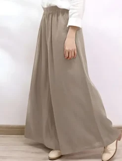 Sale Women's Chinos Vintage Fashion Basic Full Length High Waist Plain Pocket Comfort Inelastic Outdoor Vacation Yoga claret Dark navy Khaki Army Green Summer Spring Fall Winter Loose Fit Women Pants|Pants