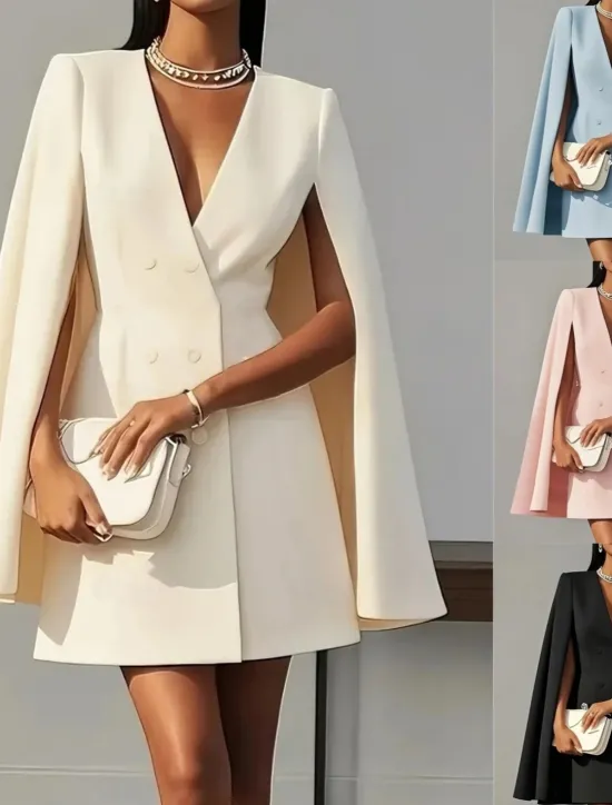 Best Women's Cloak / Capes Blazer Comfortable Patchwork Buttons Elegant Fashion Daily OL Style Plain School Formal Wedding Vacation Double Breasted Long V Neck Regular Fit Sleeveless Outerwear Black Pink Women Blazers & Suits|Coats & Trench Coats