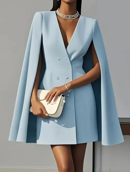 Best Women's Cloak / Capes Blazer Comfortable Patchwork Buttons Elegant Fashion Daily OL Style Plain School Formal Wedding Vacation Double Breasted Long V Neck Regular Fit Sleeveless Outerwear Black Pink Women Blazers & Suits|Coats & Trench Coats