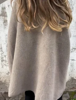 Online Women's Cloak / Capes Outdoor Street Daily Fall Winter Regular Coat Regular Fit Warm Breathable Comtemporary Stylish Jacket 3/4 Length Sleeve Solid Color Fur Collar Black Khaki Gray Women Coats & Trench Coats