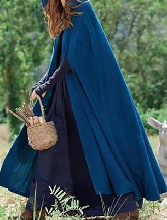 Sale Women's Cloak / Capes Overcoat Long Pea Coat Windproof Warm Winter Coat Stylish Classic Style Casual Jacket 3/4 Length Sleeve Oversize Black Blue Army Green Women Coats & Trench Coats