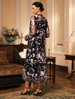 Outlet Women's Coat Breathable Lace Embroidered Elegant Floral Formal Wedding Party Long Crewneck Loose Fit Long Sleeve Outerwear Gray Pink Black Burgundy Summer Spring Women Coats & Trench Coats