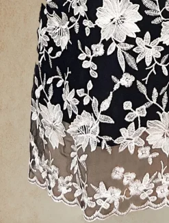Discount Women's Coat Breathable Lace Embroidered Elegant Floral Formal Wedding Party Long Crewneck Loose Fit Long Sleeve Outerwear Summer Spring Women Coats & Trench Coats