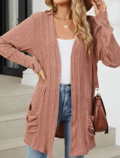 Best Women's Coat Dailywear Pocket Solid Color Windproof Fashion Loose Fit Outerwear Long Sleeve Spring Red S Women Blazers & Suits