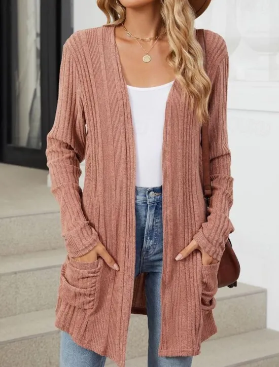 Best Women's Coat Dailywear Pocket Solid Color Windproof Fashion Loose Fit Outerwear Long Sleeve Spring Red S Women Blazers & Suits