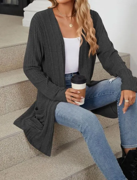 Best Women's Coat Dailywear Pocket Solid Color Windproof Fashion Loose Fit Outerwear Long Sleeve Spring Red S Women Blazers & Suits