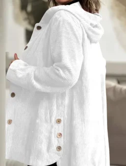 Women's Coat Outdoor Street Daily Wear Fall Winter Regular Coat Regular Fit Thermal Warm Breathable Stylish Casual Jacket Long Sleeve Plain with Pockets Black White Wine Women Puffers & Parka