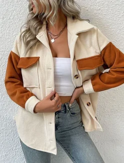 Discount Women's Coat Outdoor Street Daily Wear Fall Winter Regular Coat Regular Fit Thermal Warm Breathable Stylish Casual Jacket Long Sleeve Plain with Pockets Women Jackets