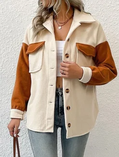Discount Women's Coat Outdoor Street Daily Wear Fall Winter Regular Coat Regular Fit Thermal Warm Breathable Stylish Casual Jacket Long Sleeve Plain with Pockets Women Jackets