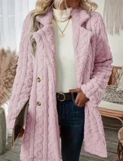 Women's Coat Outdoor Street Daily Wear Fall Winter Regular Coat Regular Fit Thermal Warm Breathable Stylish Casual Jacket Long Sleeve Solid Color with Pockets White Women Blazers & Suits