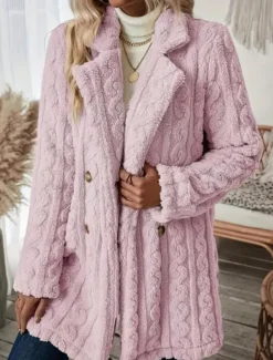 Women's Coat Outdoor Street Daily Wear Fall Winter Regular Coat Regular Fit Thermal Warm Breathable Stylish Casual Jacket Long Sleeve Solid Color with Pockets White Women Blazers & Suits